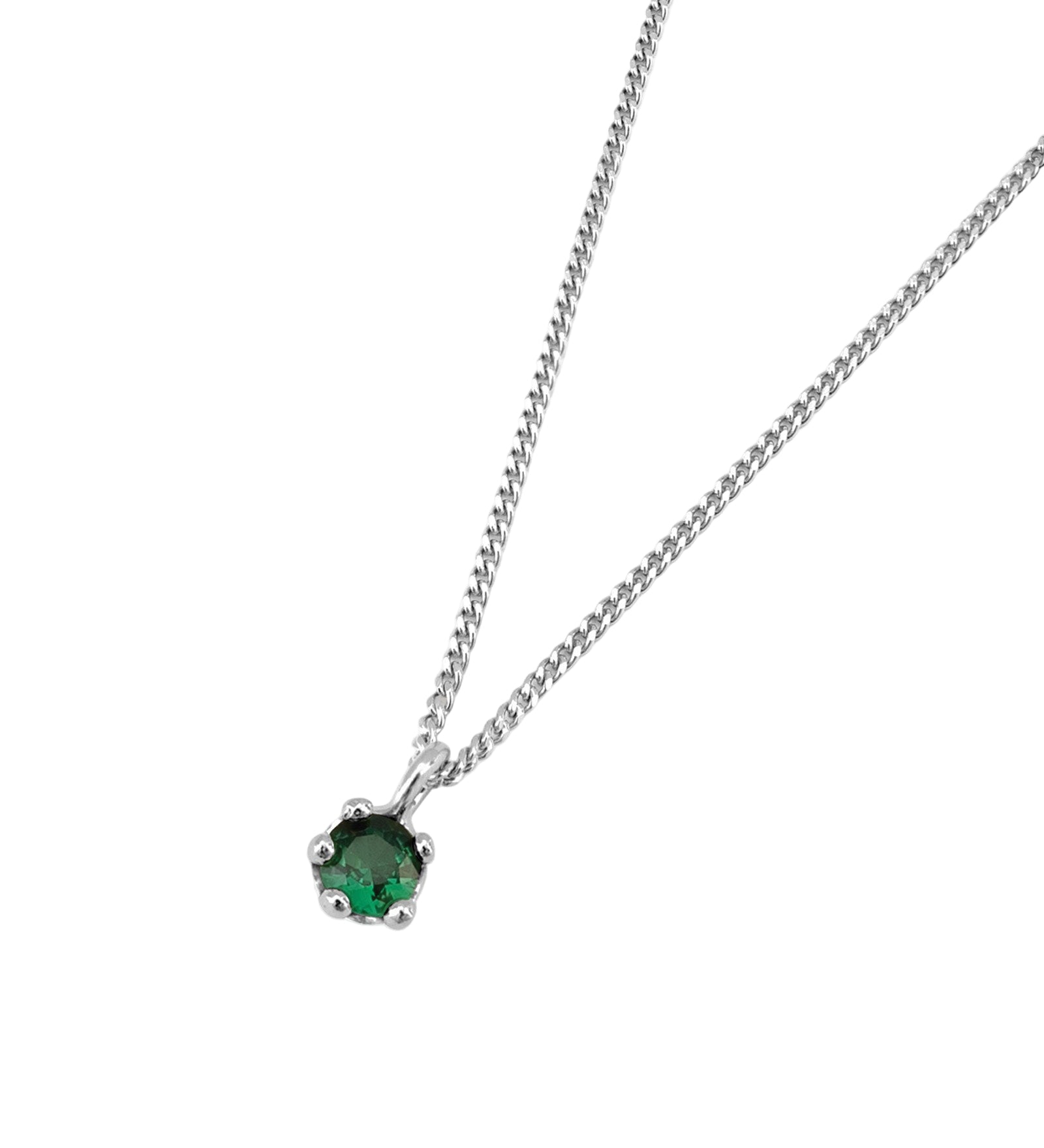 Birthstone Necklace Sterling Silver, Emerald