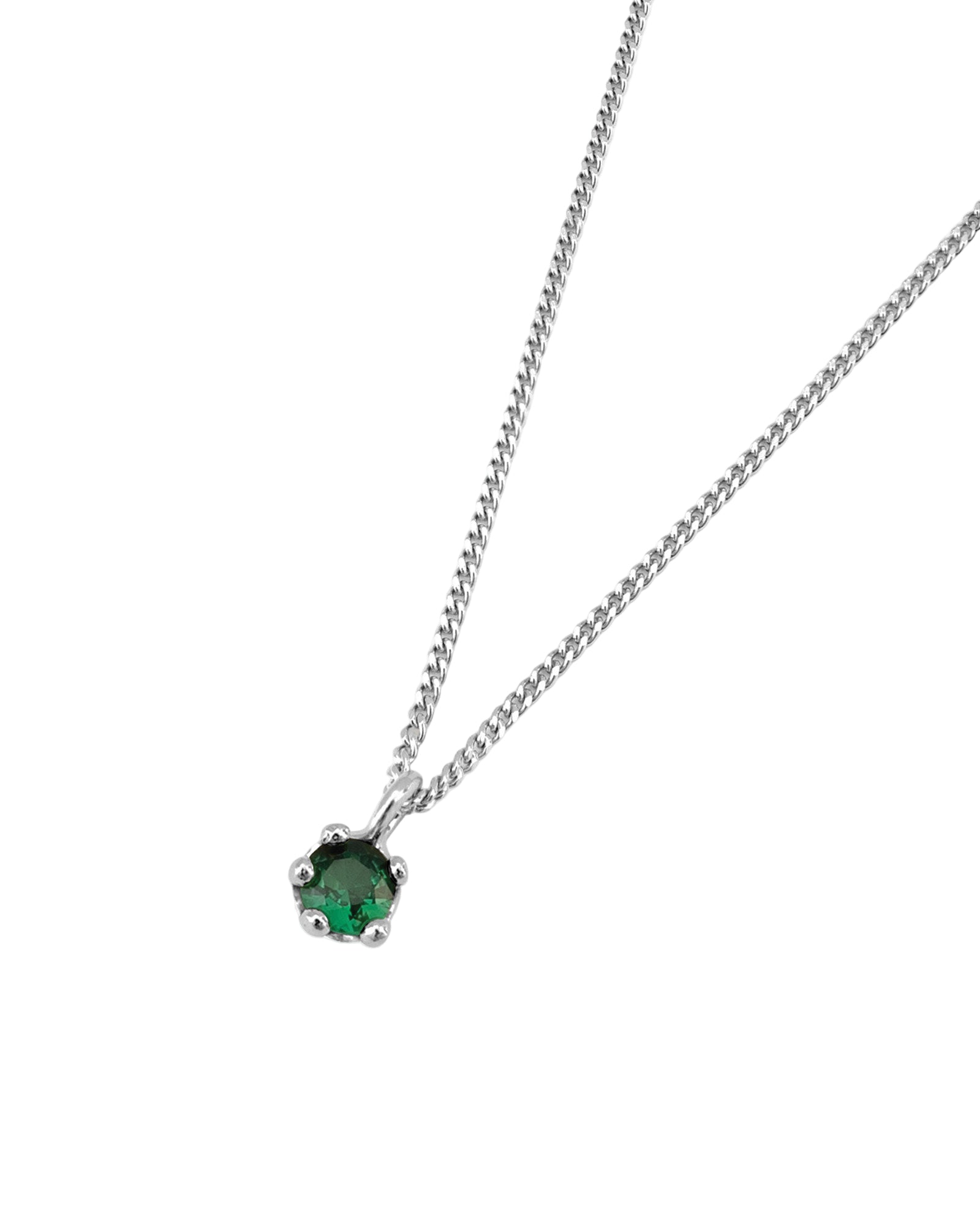 Birthstone Necklace Sterling Silver, Emerald