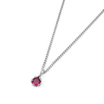 Birthstone Necklace Sterling Silver, Ruby