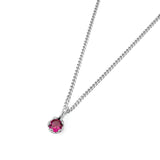Birthstone Necklace Sterling Silver, Ruby