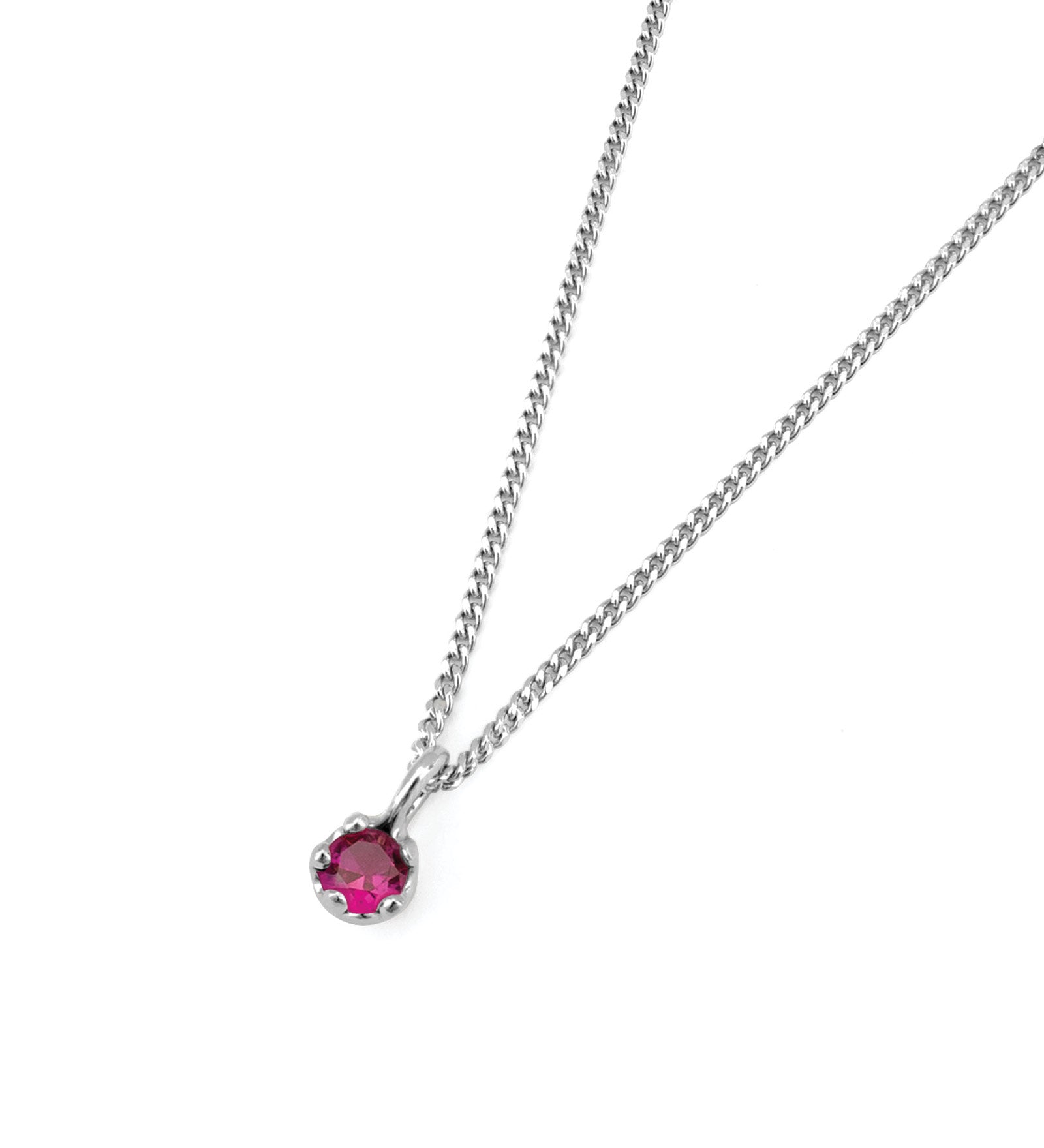 Birthstone Necklace Sterling Silver, Ruby