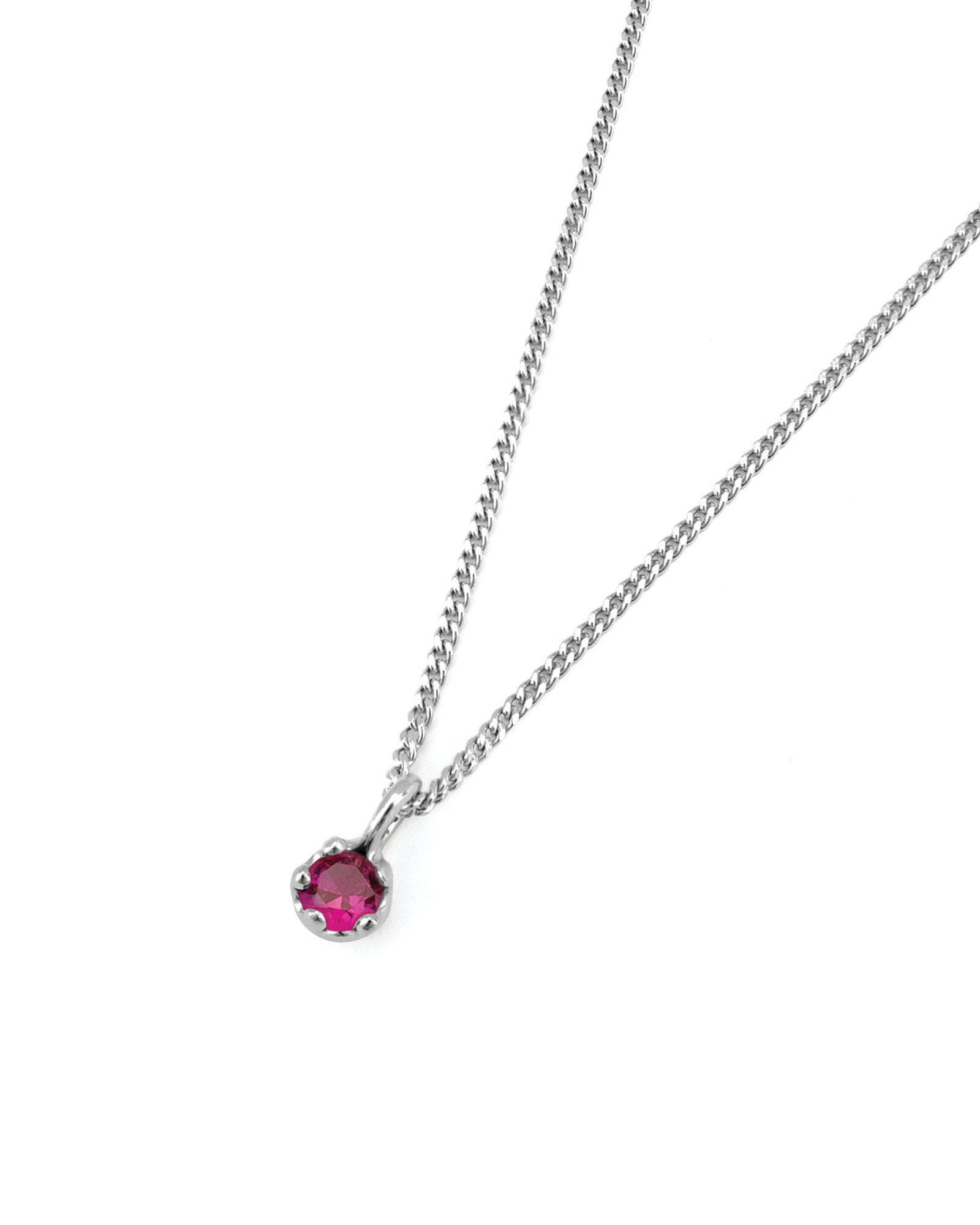 Birthstone Necklace Sterling Silver, Ruby