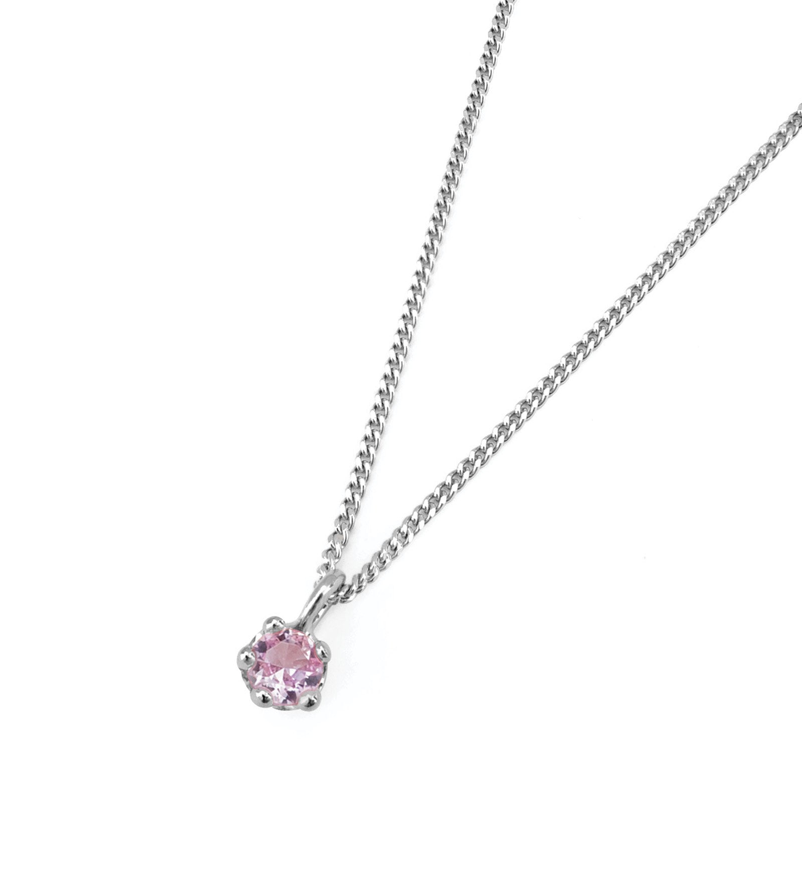 Birthstone Necklace Sterling Silver, Pink Tourmaline