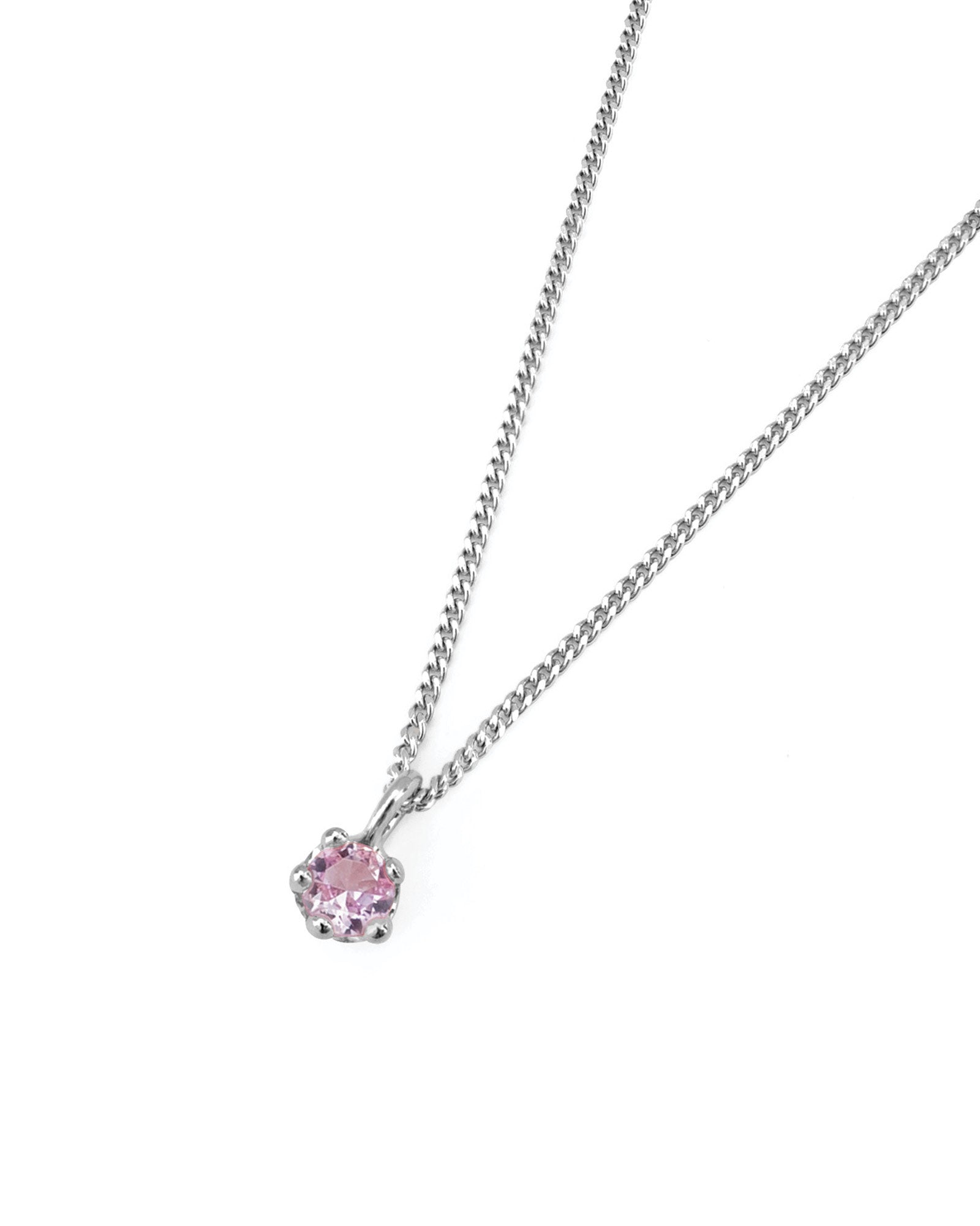 Birthstone Necklace Sterling Silver, Pink Tourmaline