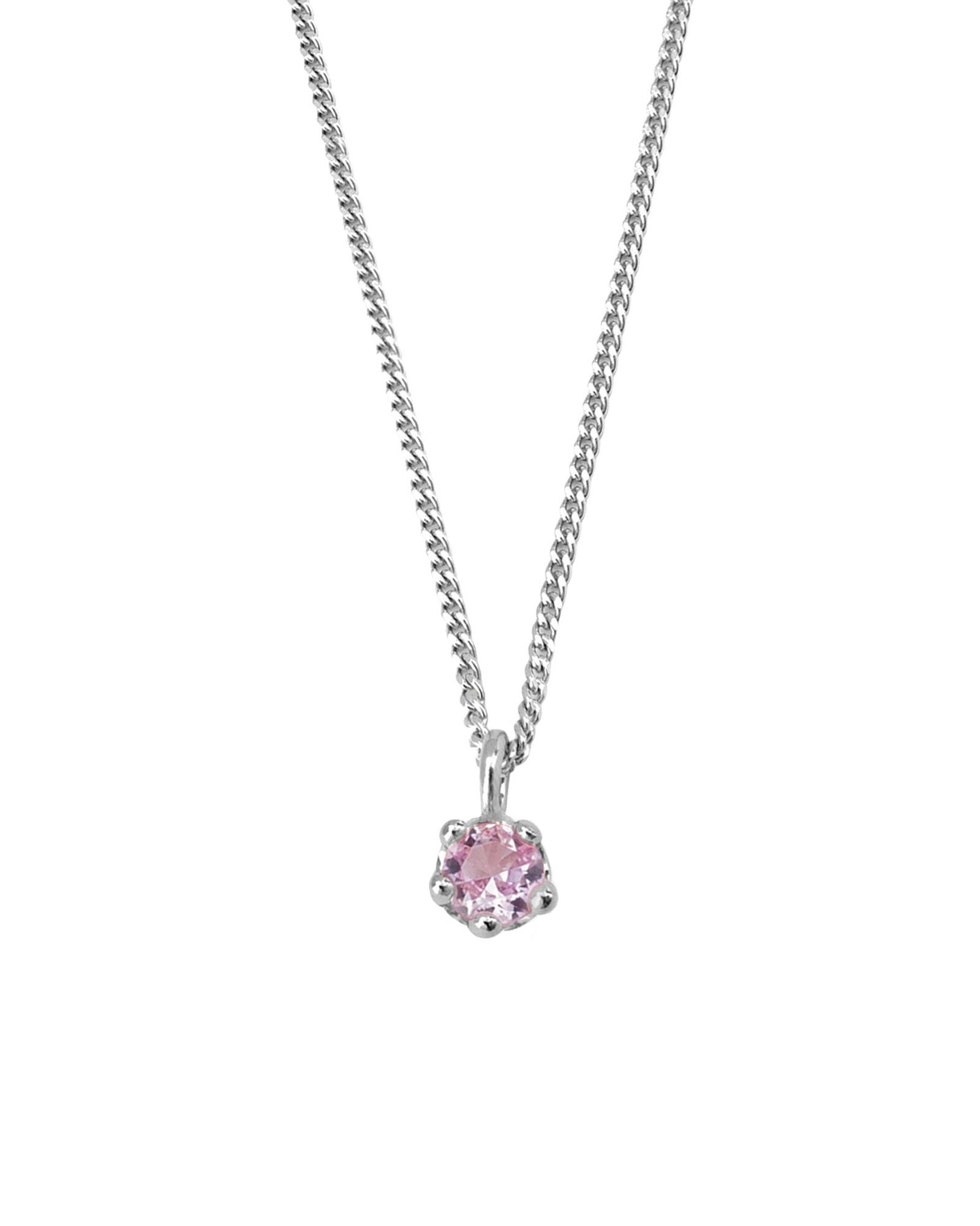 Kara Yoo-Birthstone Necklace-Necklaces-Sterling Silver, Pink Tourmaline - October-Blue Ruby Jewellery-Vancouver Canada