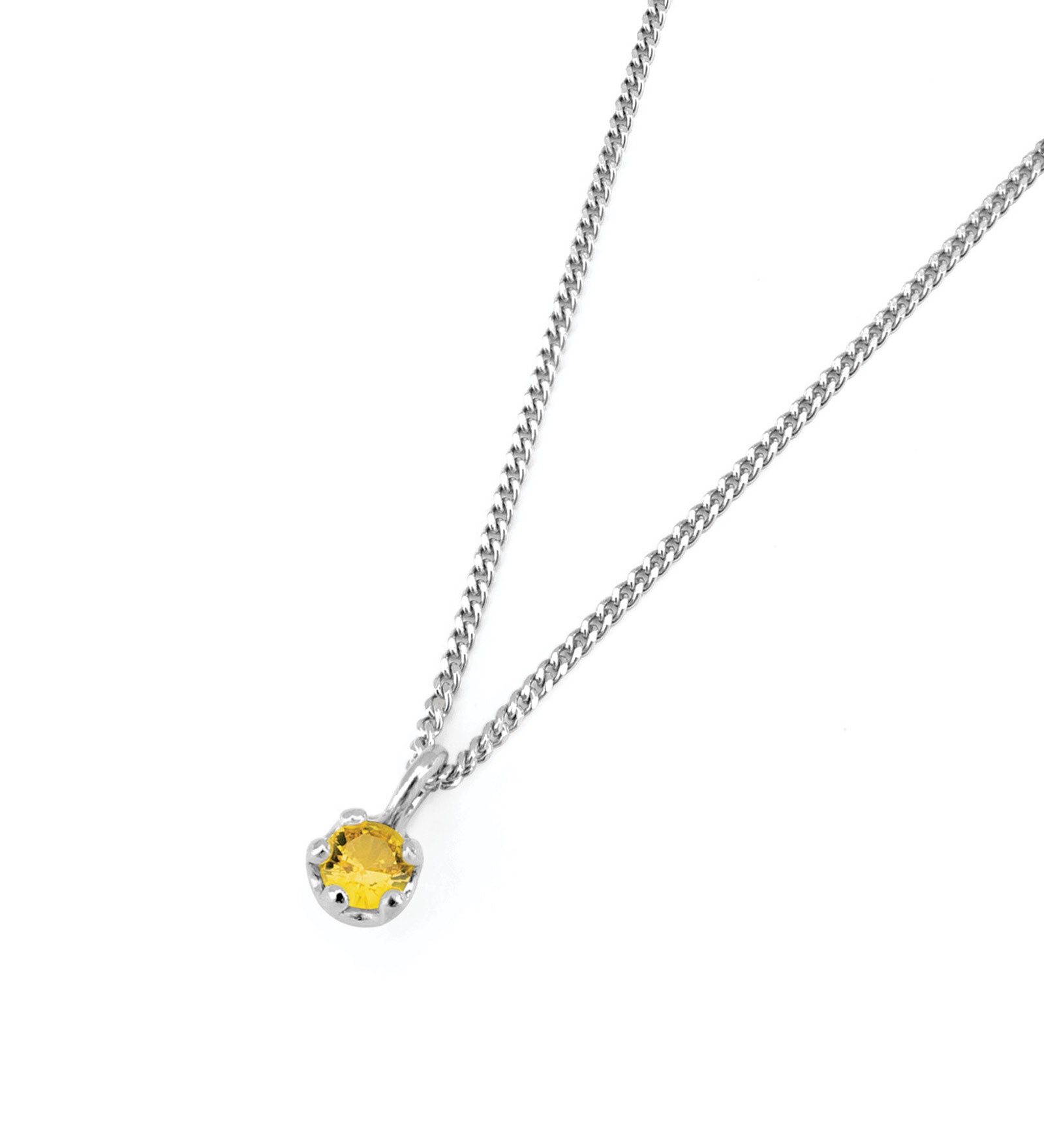 Birthstone Necklace Sterling Silver, Gold Topaz