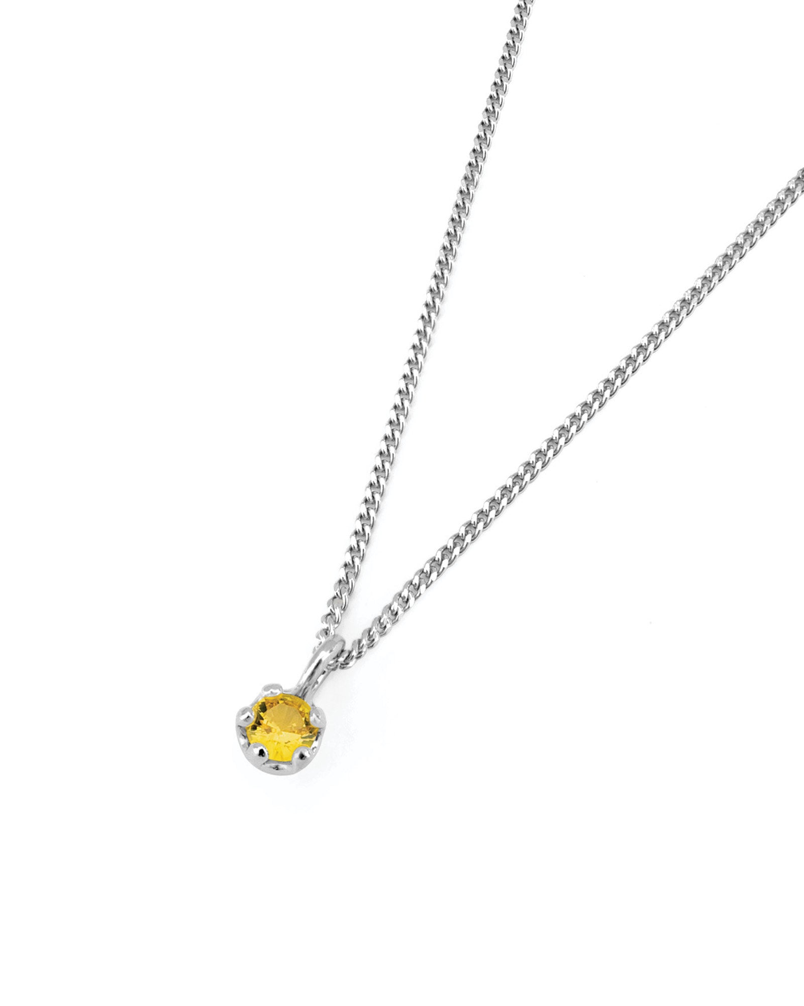 Birthstone Necklace Sterling Silver, Gold Topaz
