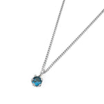 Birthstone Necklace Sterling Silver, Blue Zircon