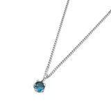 Birthstone Necklace Sterling Silver, Blue Zircon