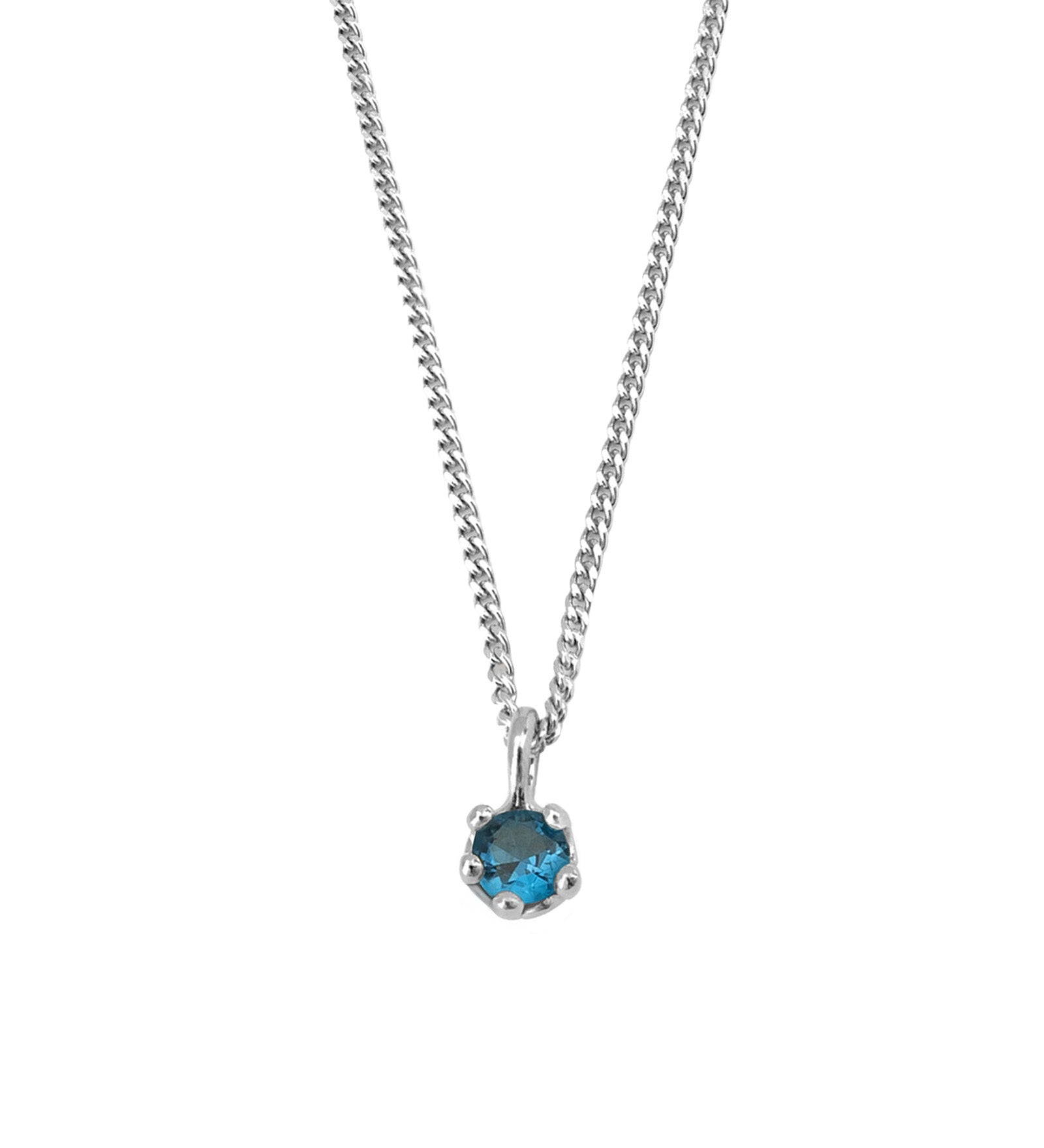 Kara Yoo-Birthstone Necklace-Necklaces-Sterling Silver, Blue Zircon - December-Blue Ruby Jewellery-Vancouver Canada