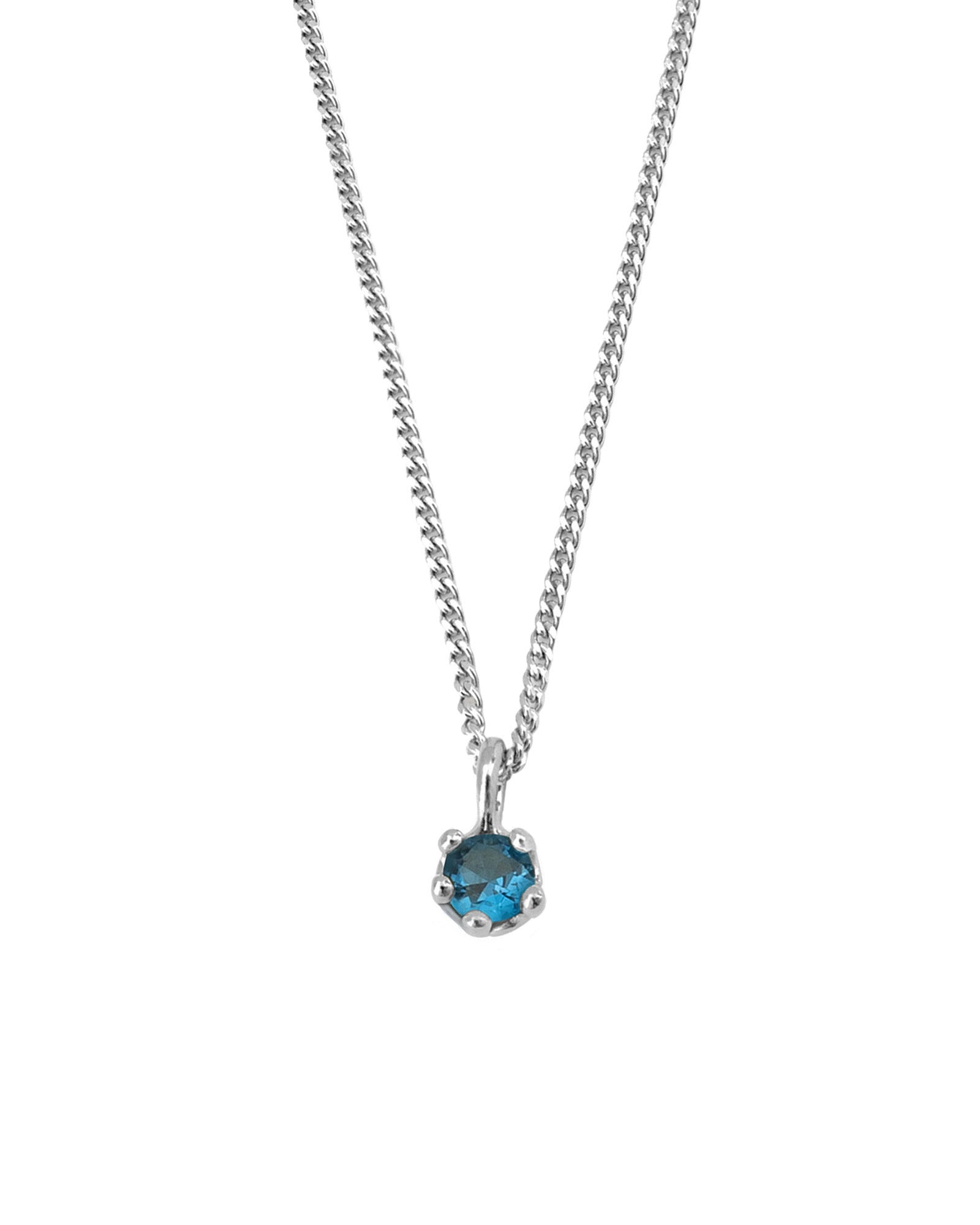 Kara Yoo-Birthstone Necklace-Necklaces-Sterling Silver, Blue Zircon - December-Blue Ruby Jewellery-Vancouver Canada