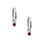 Birthstone Hoops Sterling Silver, Garnet