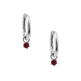 Birthstone Hoops Sterling Silver, Garnet