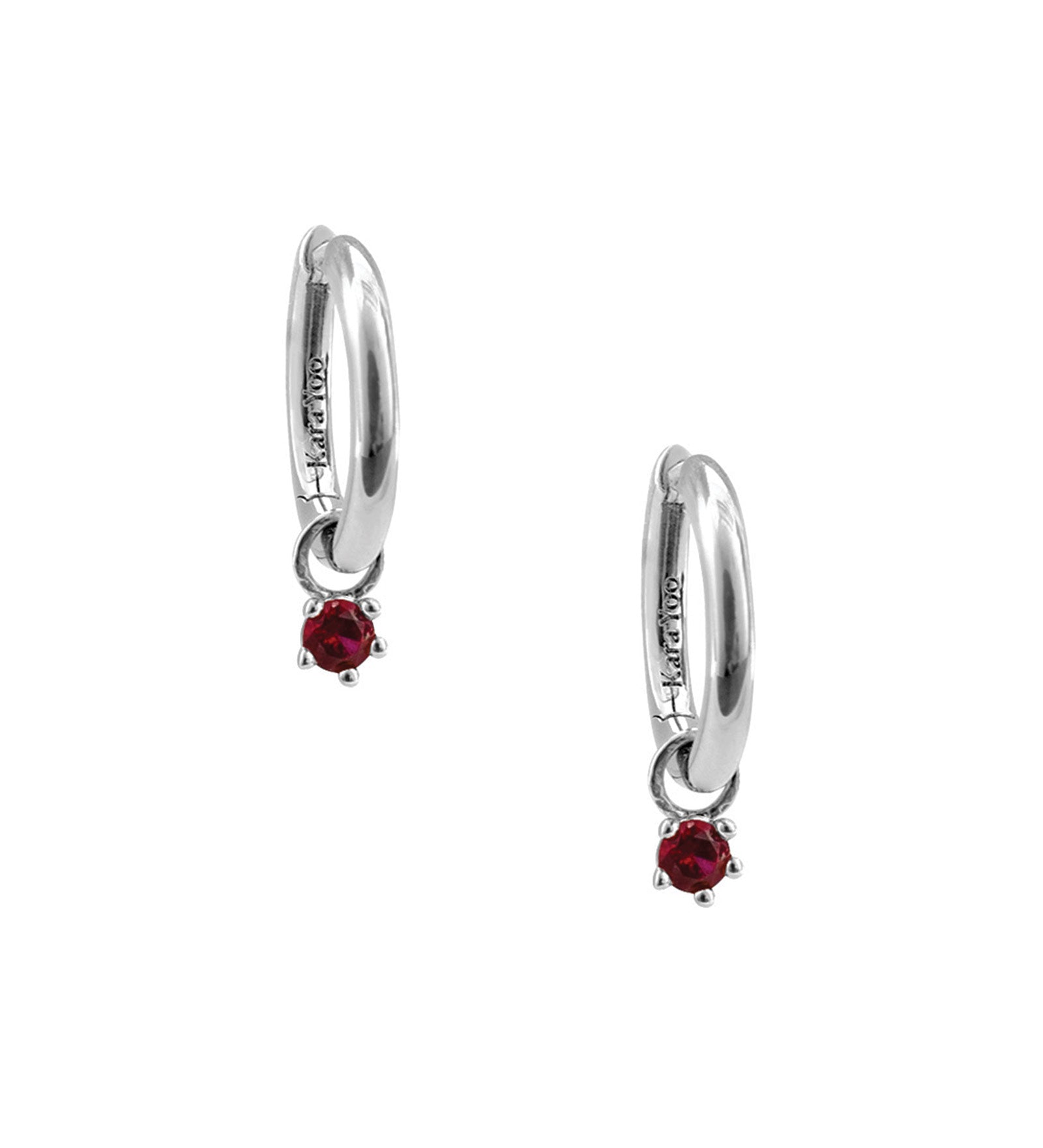 Birthstone Hoops Sterling Silver, Garnet