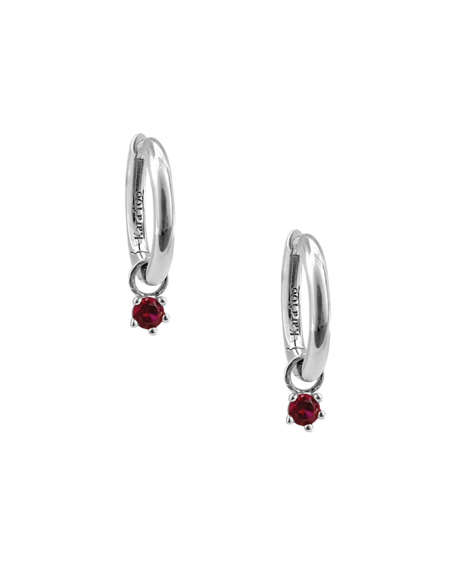 Birthstone Hoops Sterling Silver, Garnet