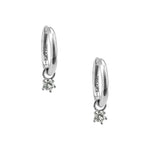 Birthstone Hoops Sterling Silver, White Sapphire