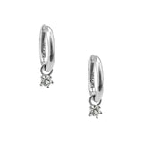 Birthstone Hoops Sterling Silver, White Sapphire
