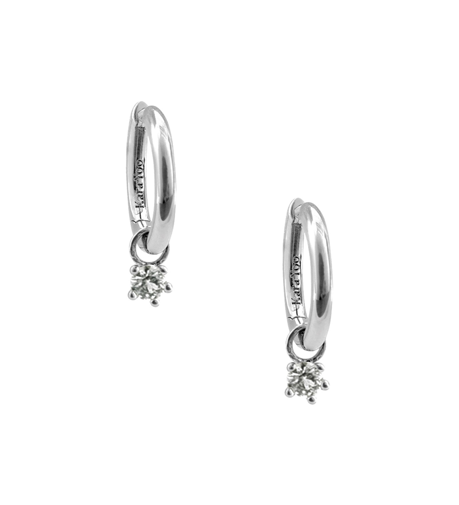 Birthstone Hoops Sterling Silver, White Sapphire