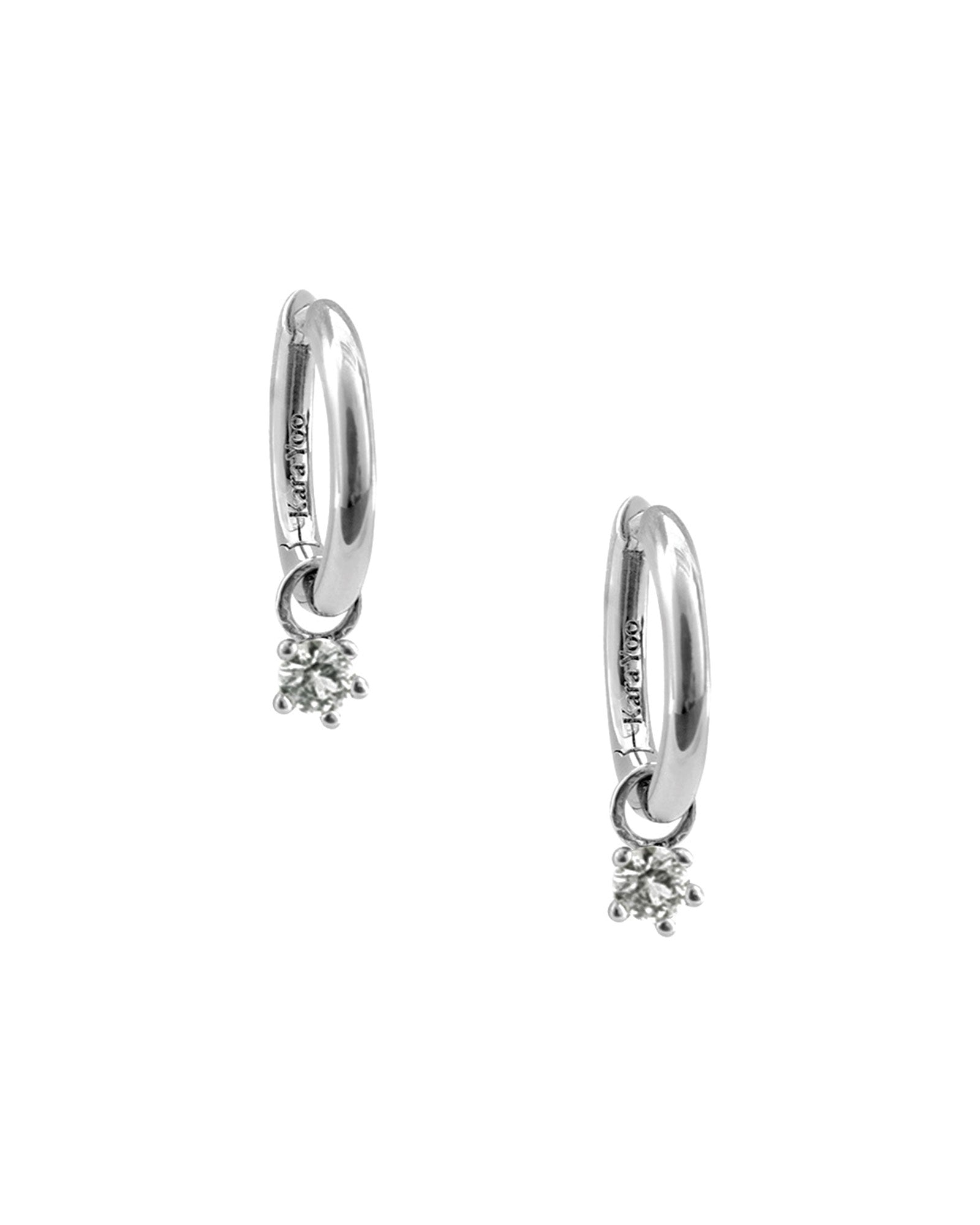 Birthstone Hoops Sterling Silver, White Sapphire