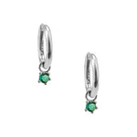 Birthstone Hoops Sterling Silver, Emerald