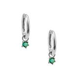 Birthstone Hoops Sterling Silver, Emerald