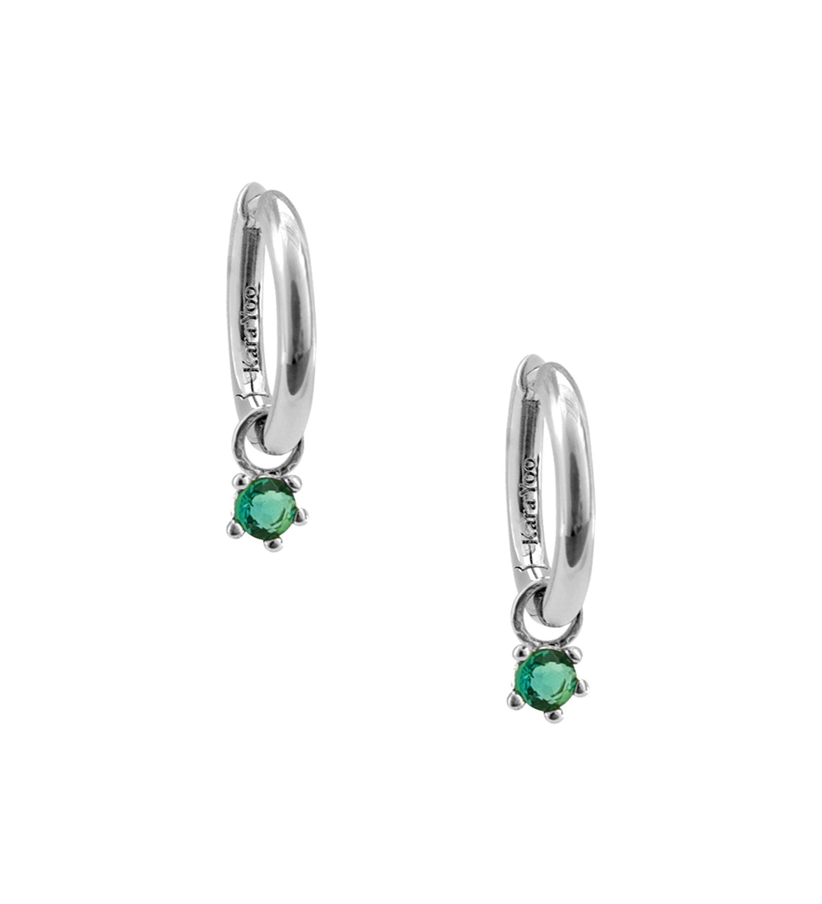 Birthstone Hoops Sterling Silver, Emerald