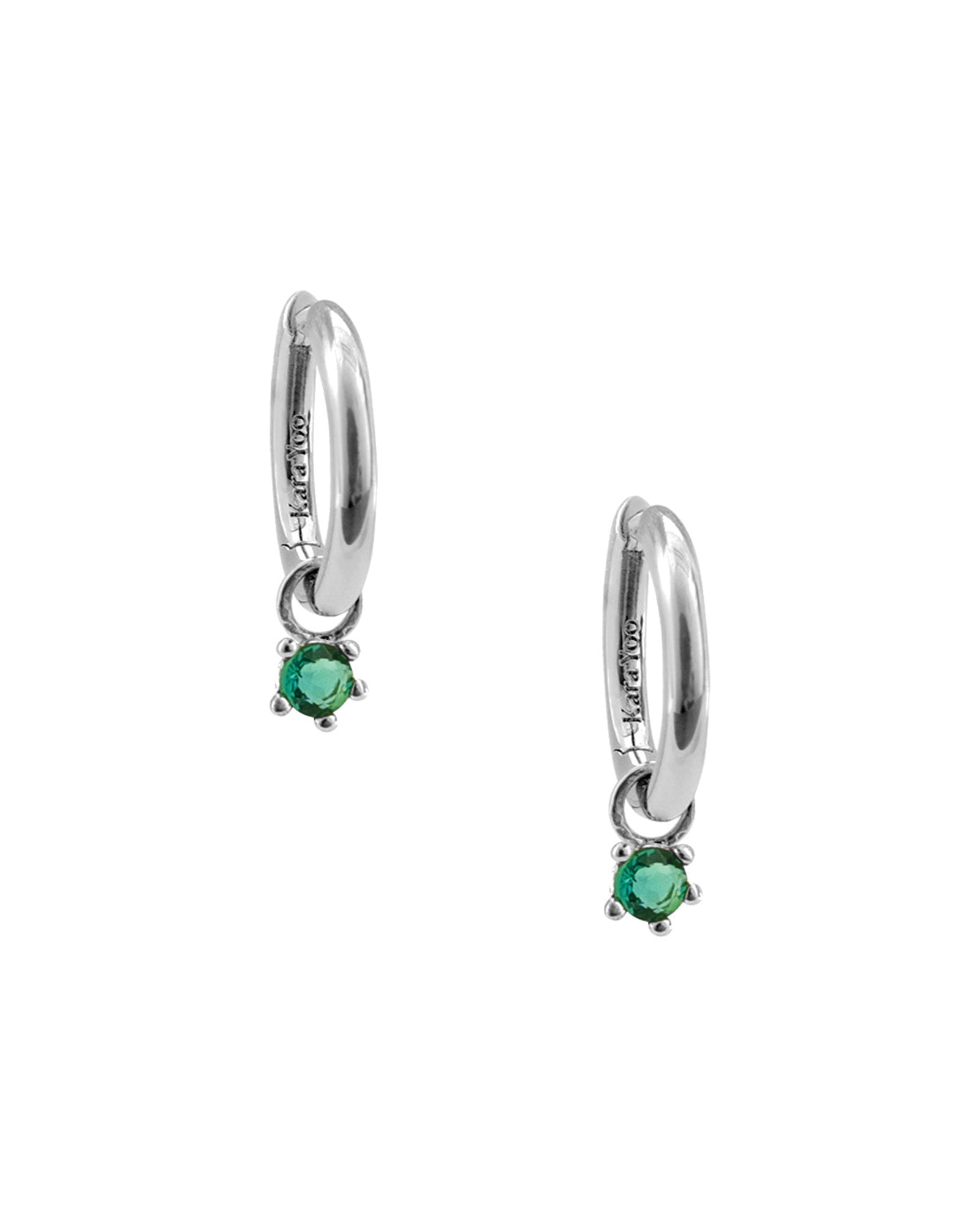 Birthstone Hoops Sterling Silver, Emerald