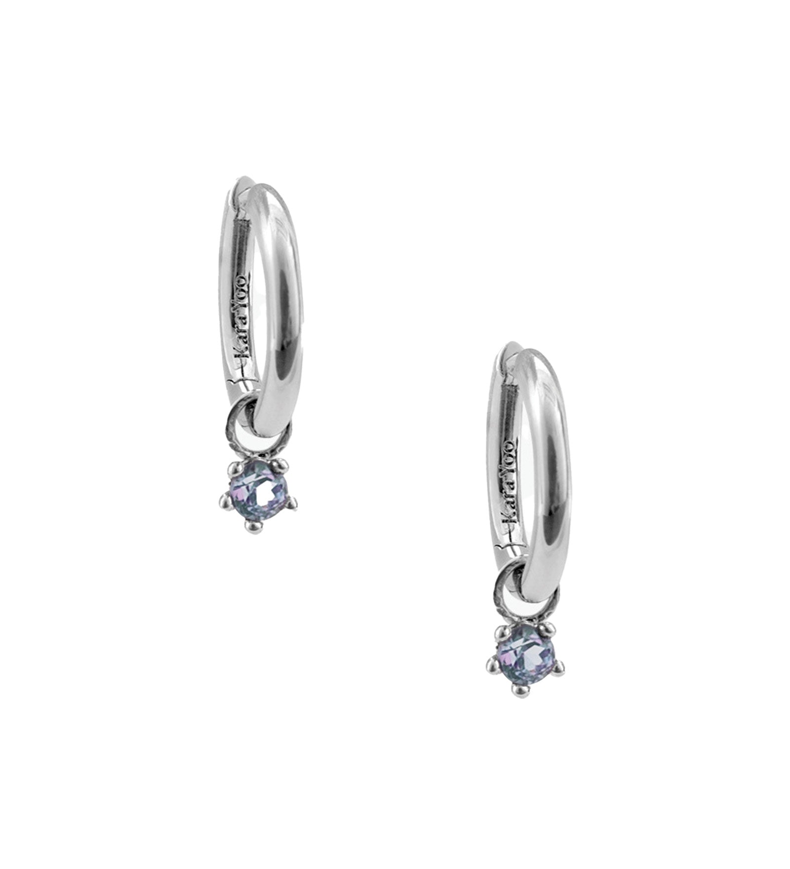 Birthstone Hoops Sterling Silver, Alexandrite