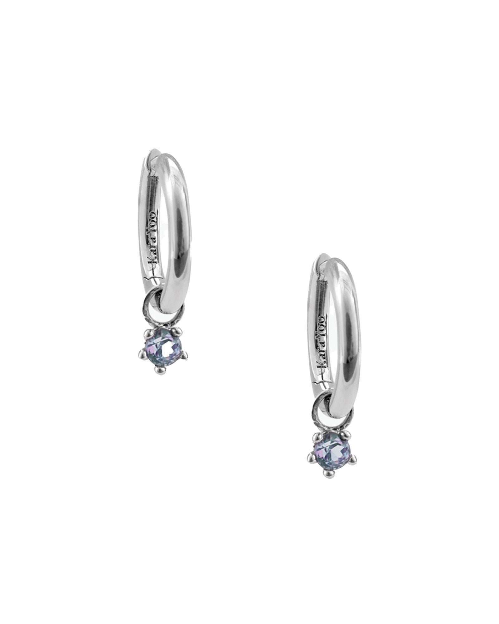 Birthstone Hoops Sterling Silver, Alexandrite
