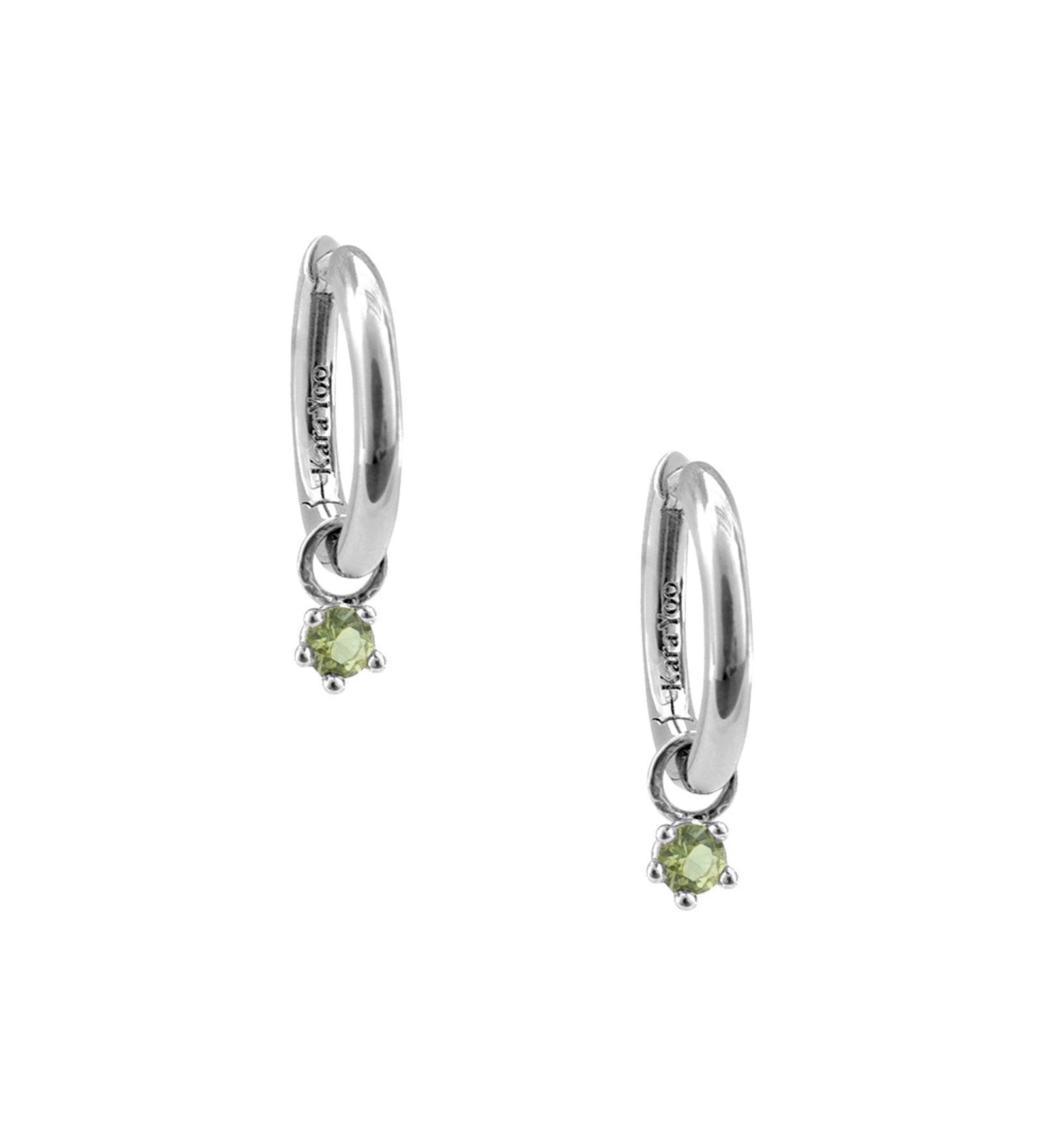 Birthstone Hoops Sterling Silver, Peridot