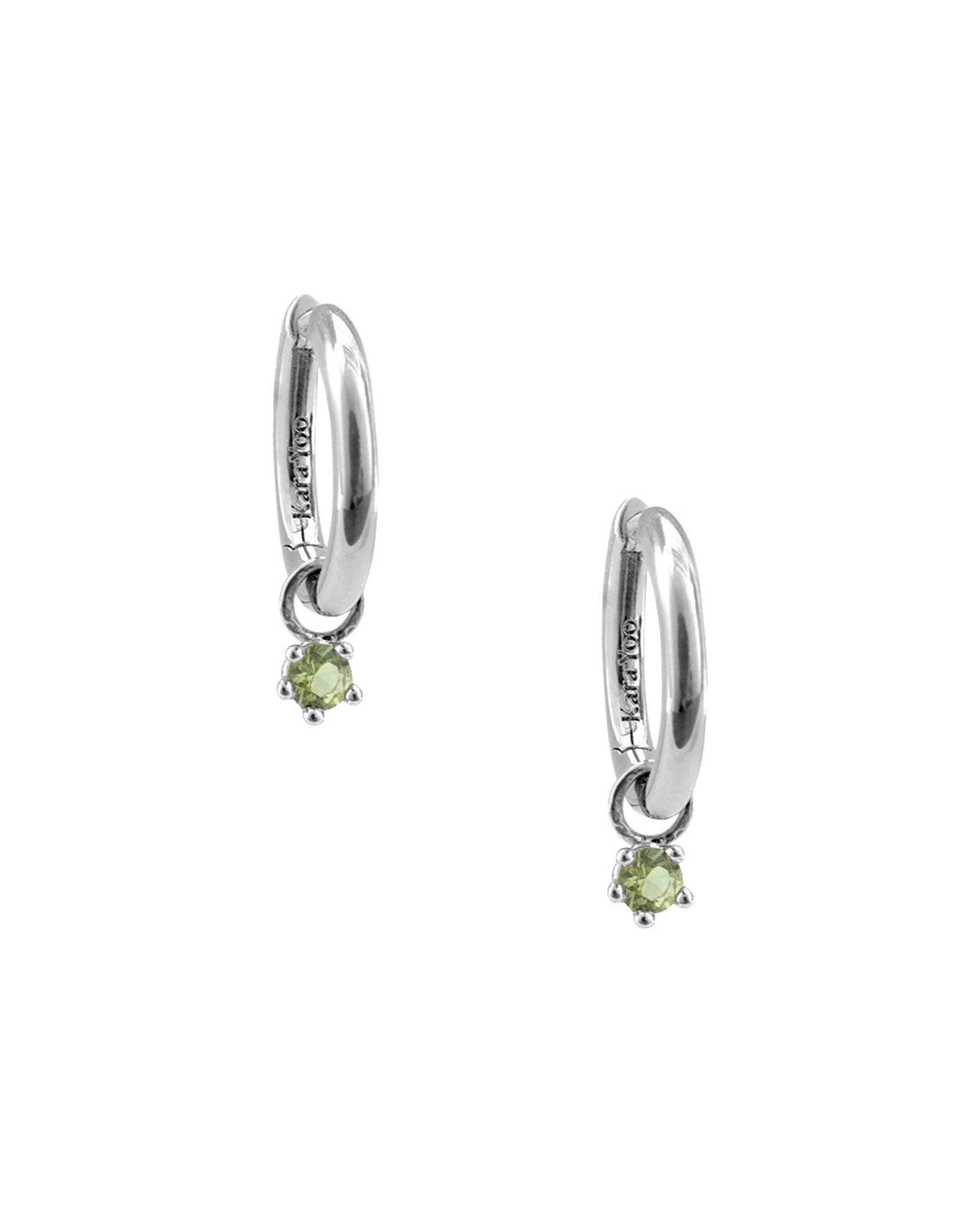 Birthstone Hoops Sterling Silver, Peridot