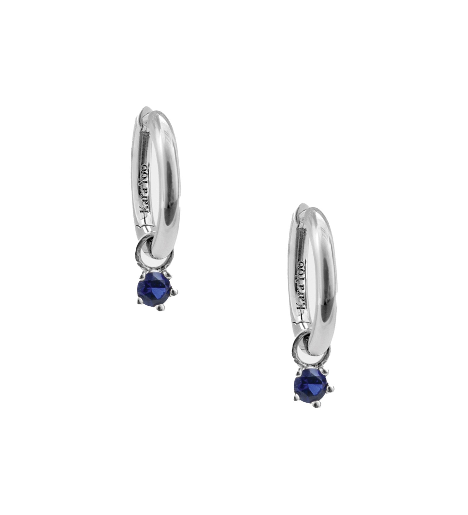 Birthstone Hoops Sterling Silver, Sapphire