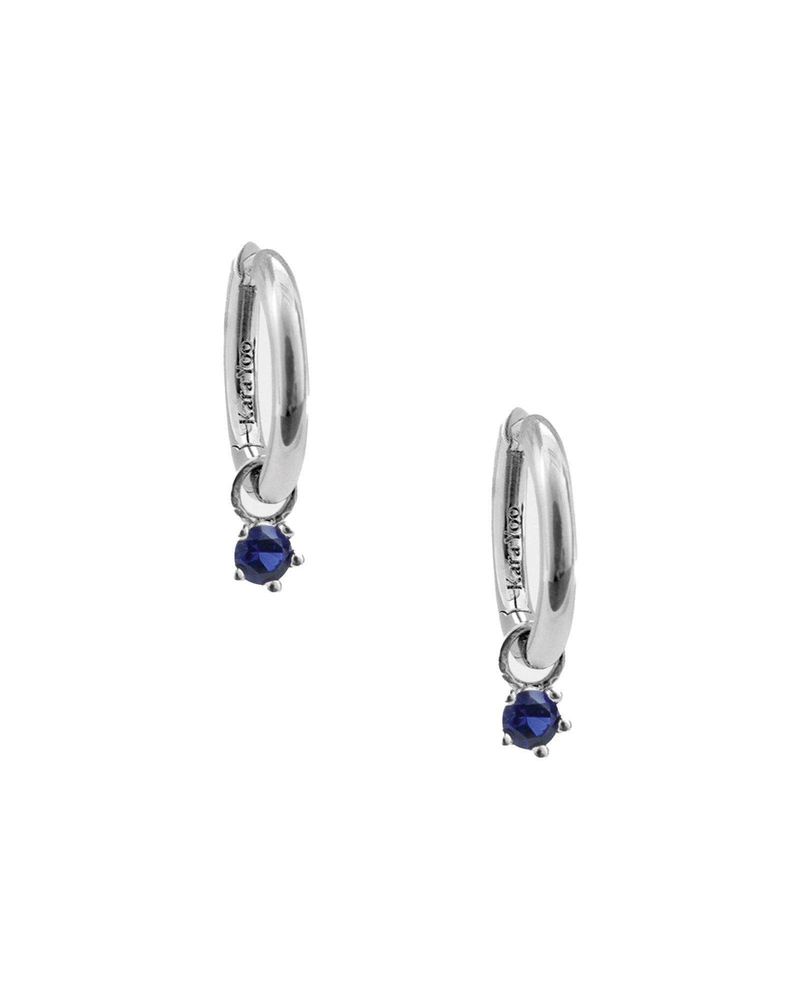 Birthstone Hoops Sterling Silver, Sapphire