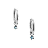 Birthstone Hoops Sterling Silver, Blue Zircon