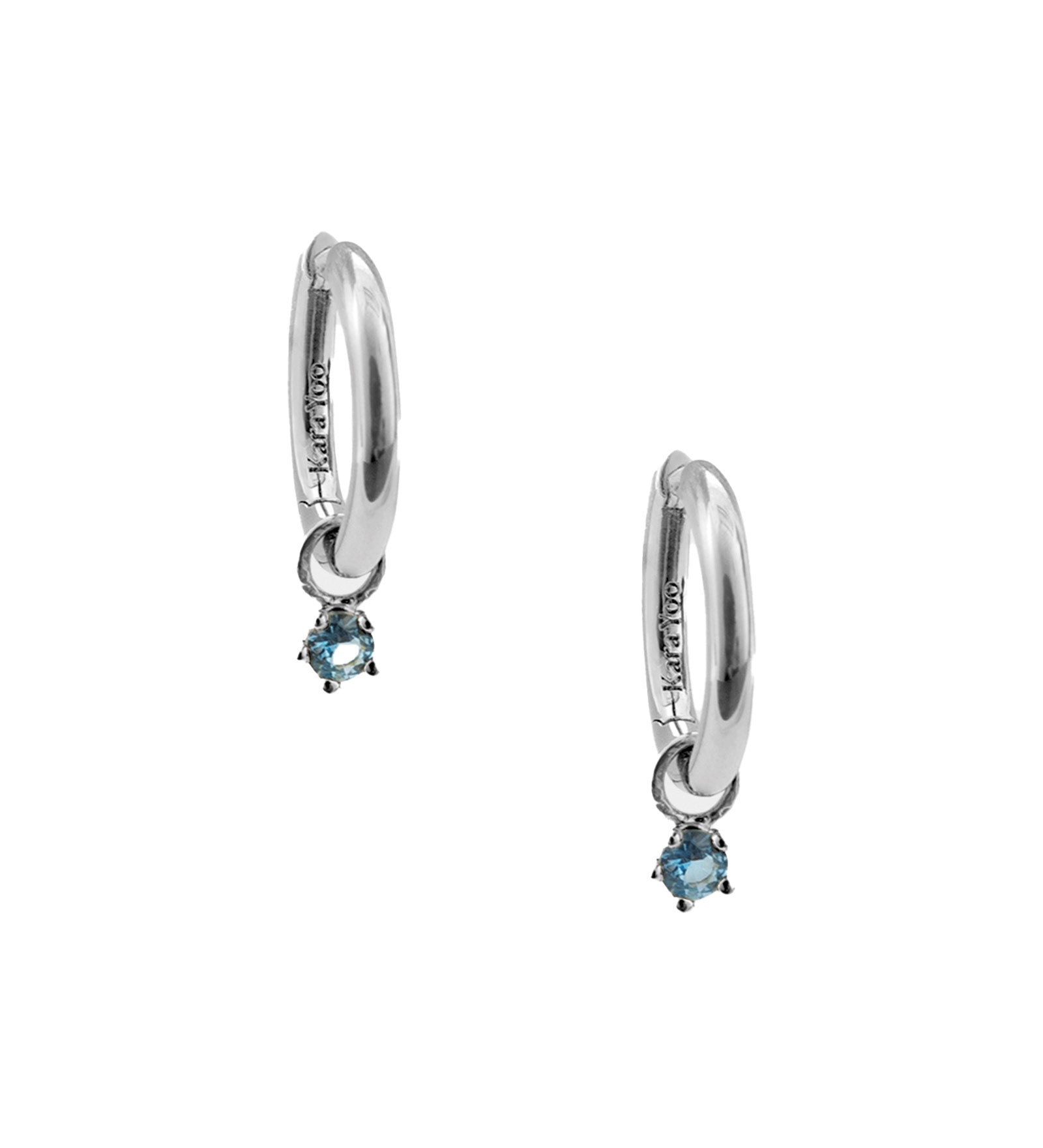 Birthstone Hoops Sterling Silver, Blue Zircon