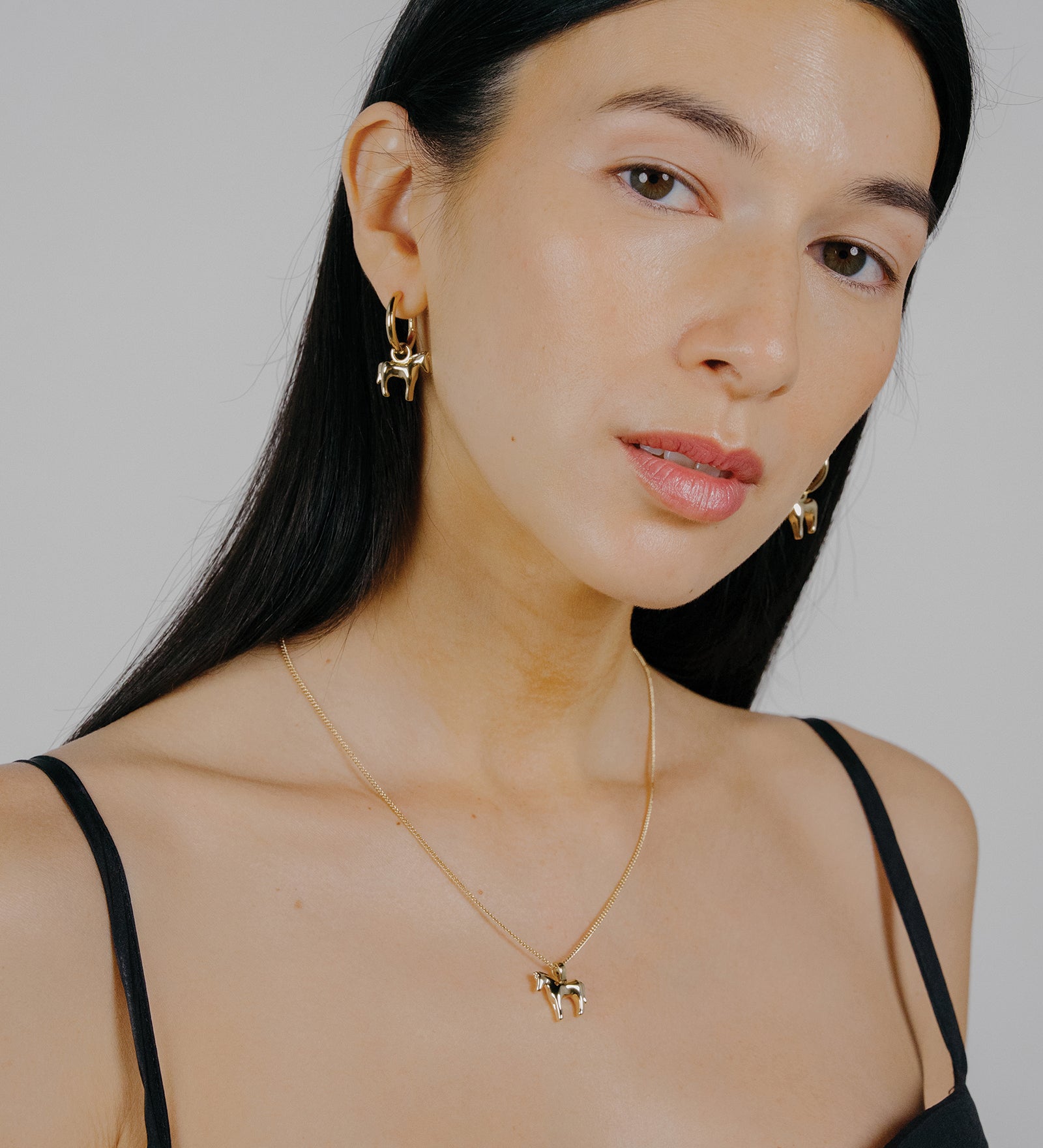 Lunar Horse Necklace 14k Gold Plated Brass