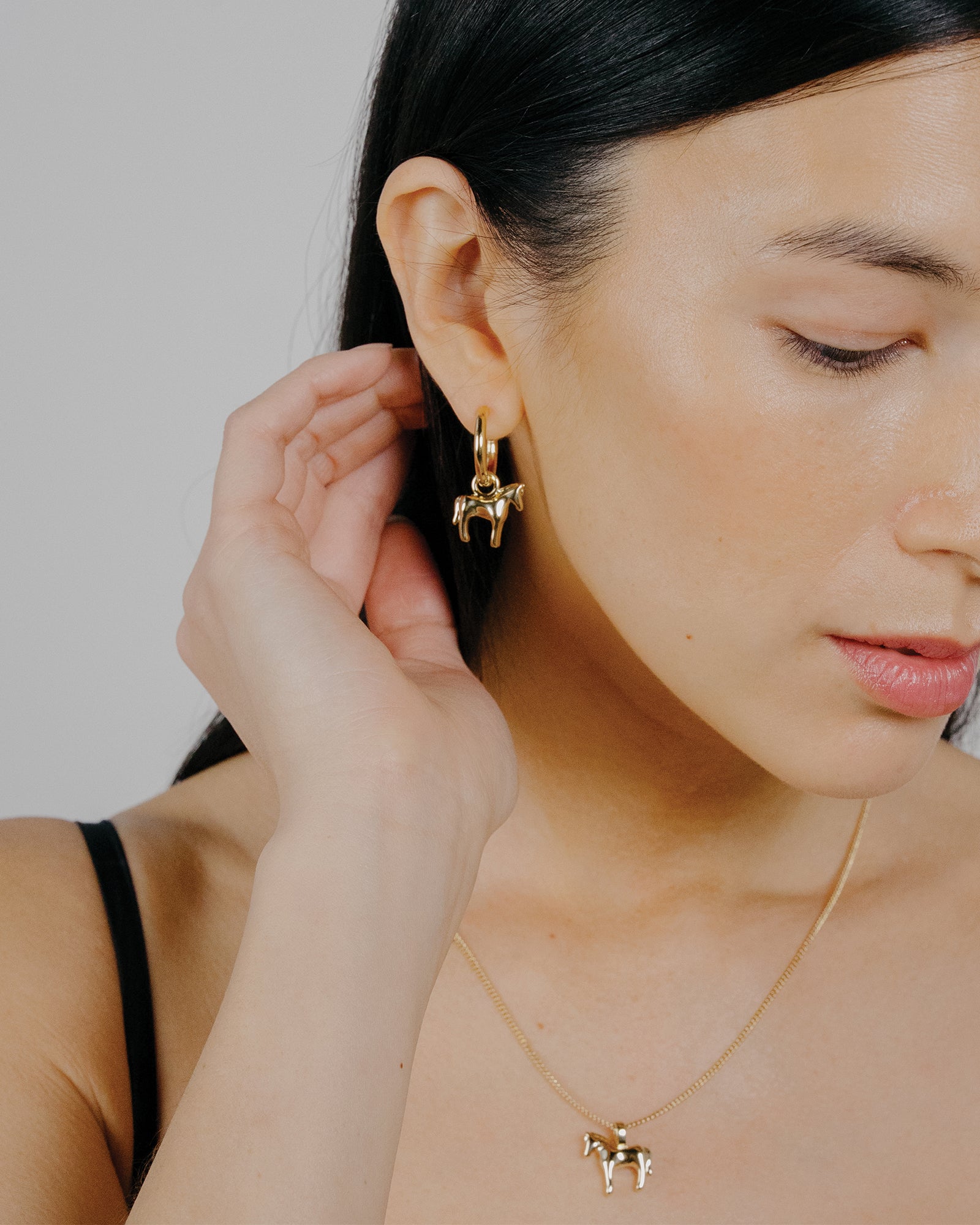 Lunar Horse Necklace 14k Gold Plated Brass