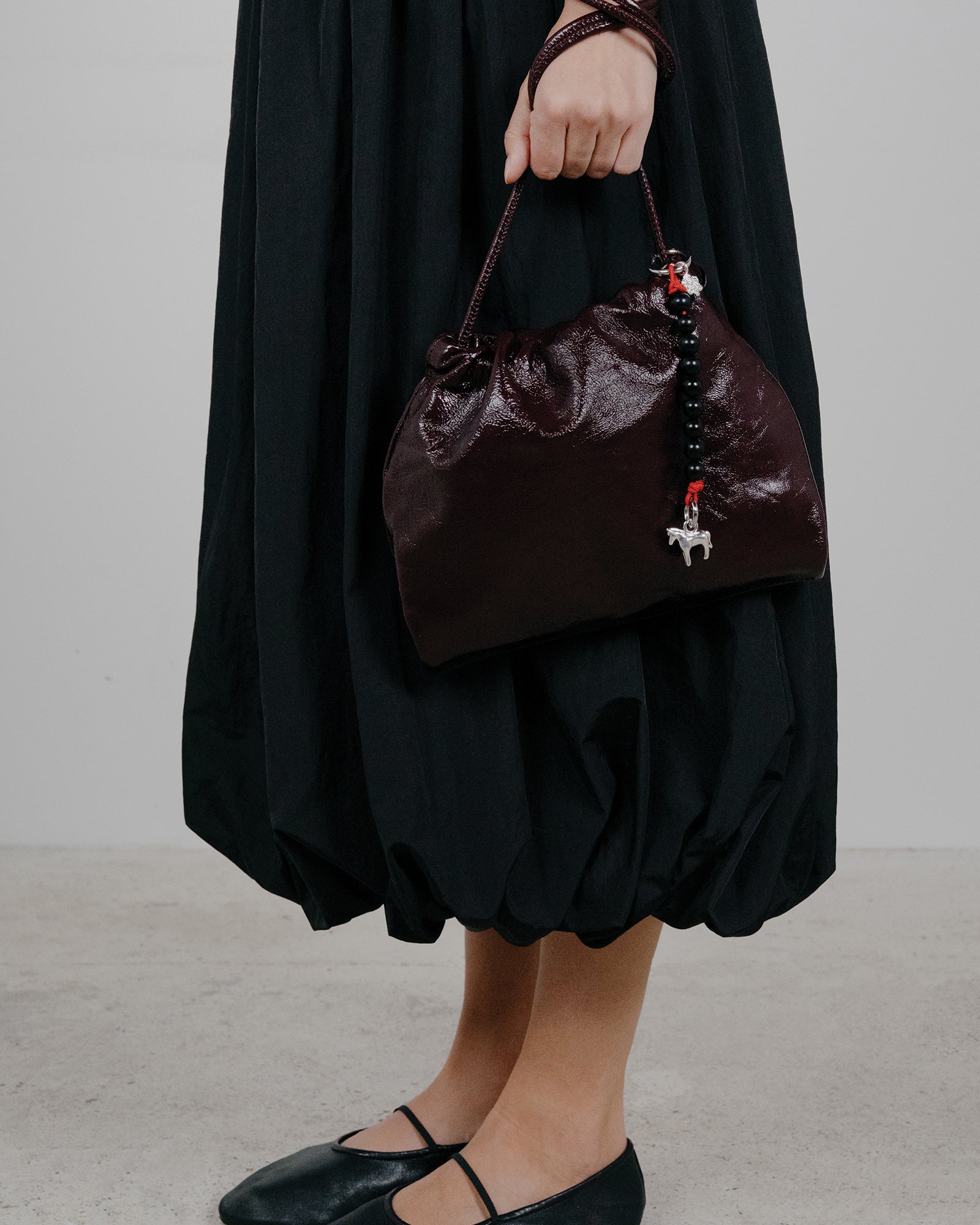 Lunar Horse Beaded Bag Loop Sterling Silver Plated Brass, Paracord, Agarwood Beads