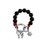 Lunar Horse Beaded Bag Loop Sterling Silver Plated Brass, Paracord, Agarwood Beads