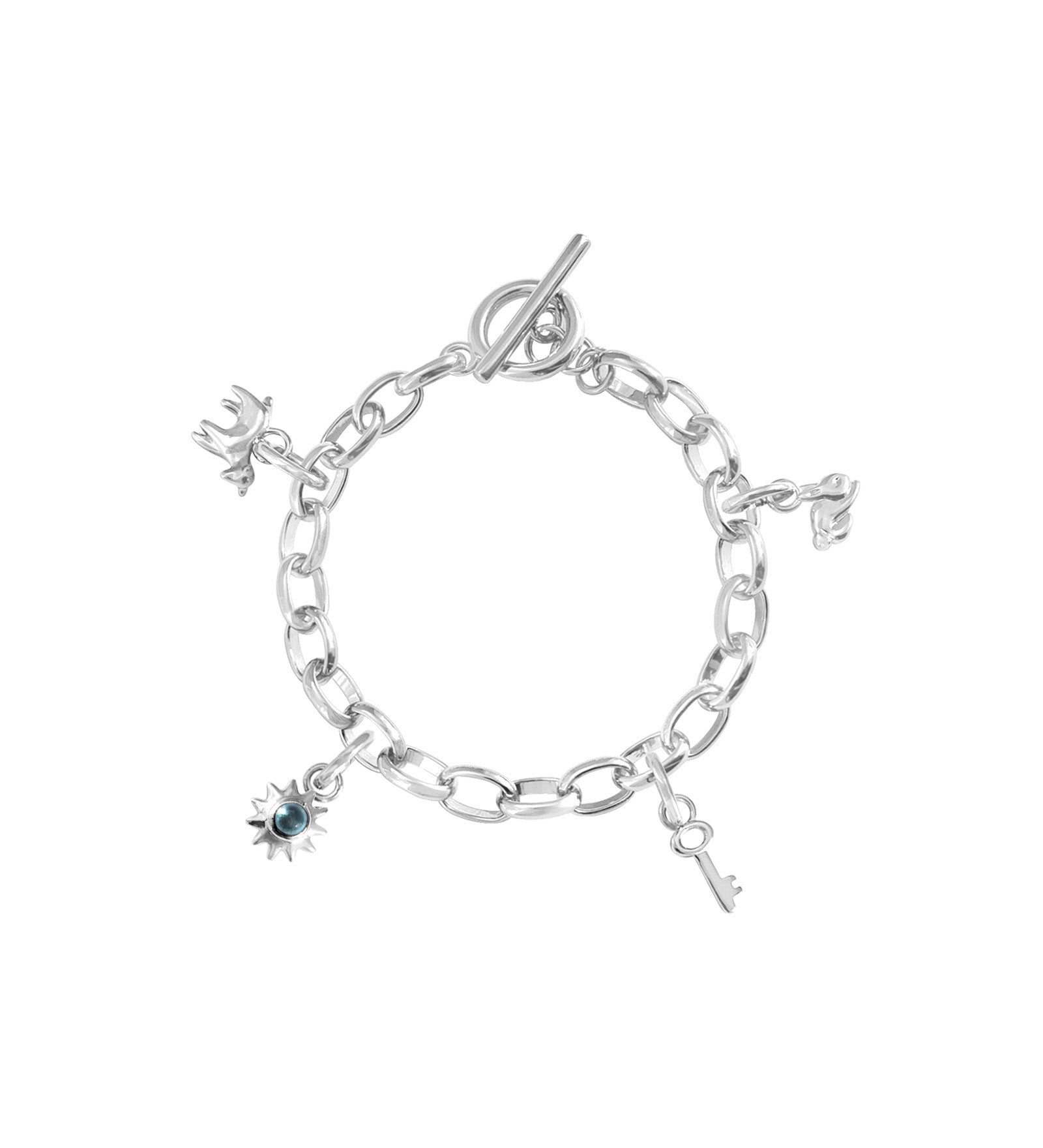 Kara Yoo-Lucy Charm Bracelet-Bracelets-Silver Plated, Cubic Zirconia-Small-Blue Ruby Jewellery-Vancouver Canada