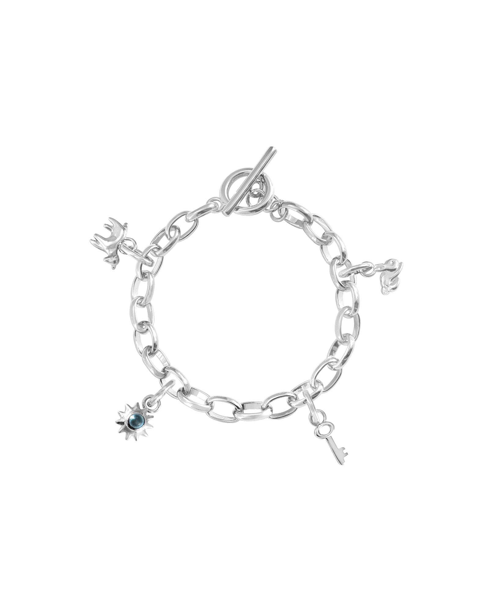 Kara Yoo-Lucy Charm Bracelet-Bracelets-Silver Plated, Cubic Zirconia-Small-Blue Ruby Jewellery-Vancouver Canada