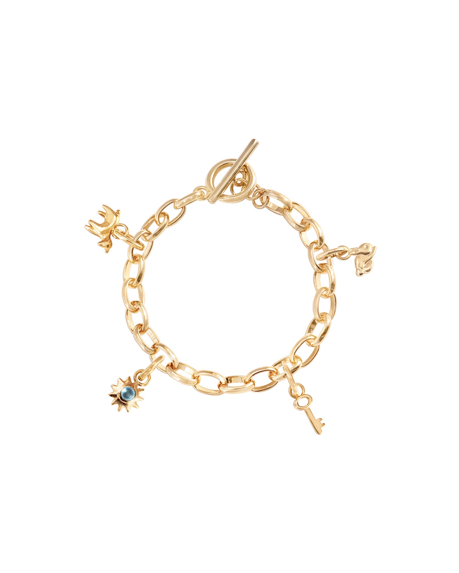 Kara Yoo-Lucy Charm Bracelet-Bracelets-14k Gold Plated-Small-Blue Ruby Jewellery-Vancouver Canada