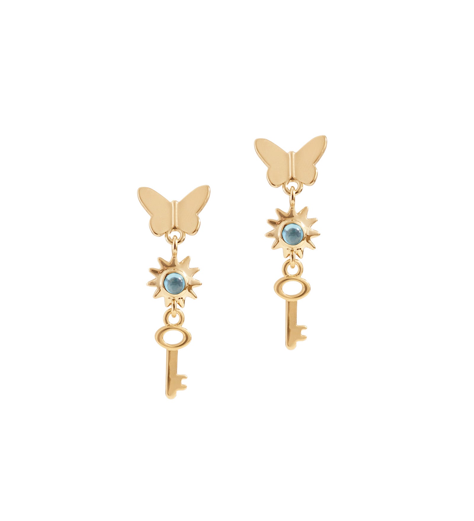 Kara Yoo-Alice Earrings-Earrings-14k Gold Plated, Cubic Zirconia-Blue Ruby Jewellery-Vancouver Canada