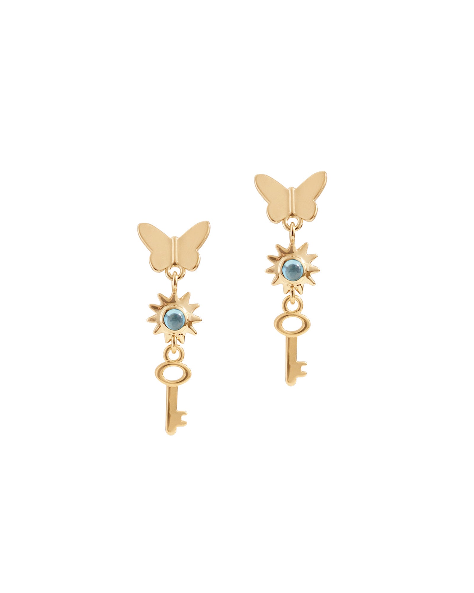 Kara Yoo-Alice Earrings-Earrings-14k Gold Plated, Cubic Zirconia-Blue Ruby Jewellery-Vancouver Canada