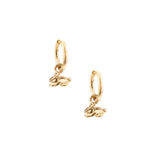 Kara Yoo-Bunny Charm Hoops-Earrings-14k Gold Plated-Blue Ruby Jewellery-Vancouver Canada