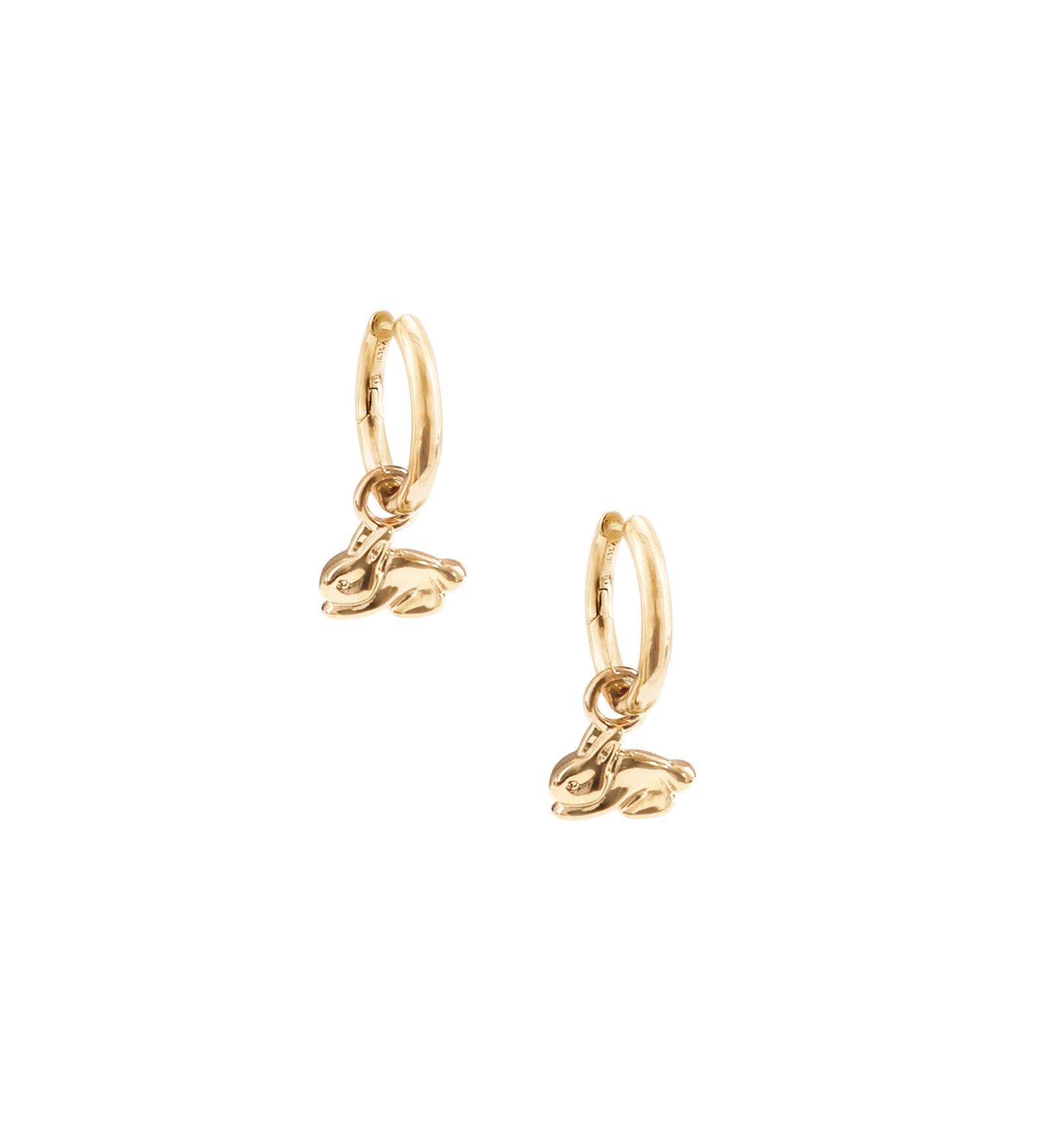 Kara Yoo-Bunny Charm Hoops-Earrings-14k Gold Plated-Blue Ruby Jewellery-Vancouver Canada