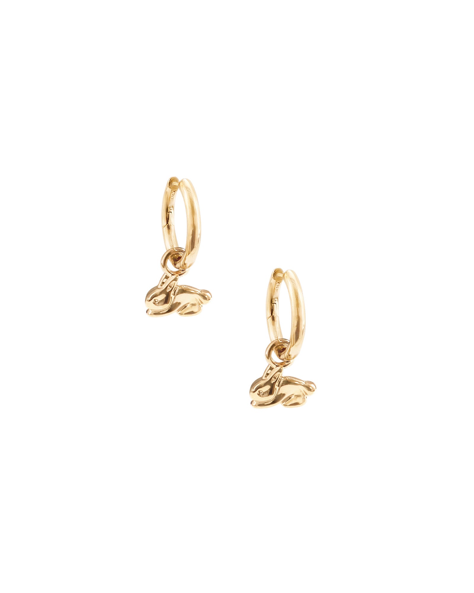 Kara Yoo-Bunny Charm Hoops-Earrings-14k Gold Plated-Blue Ruby Jewellery-Vancouver Canada