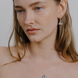 Bunny Charm Hoops Sterling Silver, Silver Plated