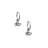 Bunny Charm Hoops Sterling Silver, Silver Plated