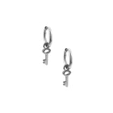 Key Charm Hoops Sterling Silver, Silver Plated